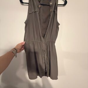 MANGO Sleeveless Button-Down Army Green Dress